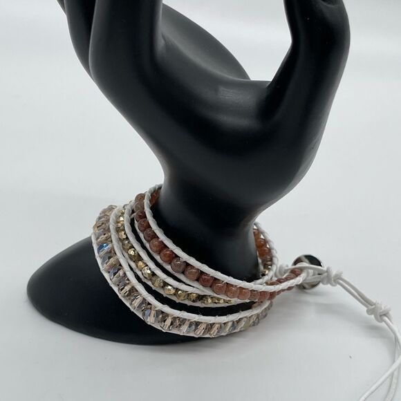 Victoria Emerson Leather Wrap With Genuine Hematite, and Crystals - Picture 3 of 4